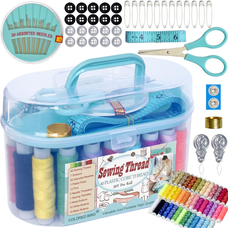 colored bird Sewing kit Sewing Thread Sewing Supplies Family Repair Kit Traveler Sewing Project kit DIY Sewing Supplies Organizer - Image 1